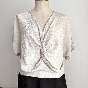 Textured Twist Front Top in Cream